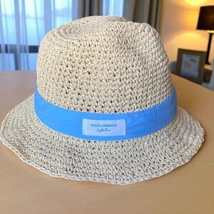 Dolce&Gabbana tan woven straw Summer Beach sun hat -New